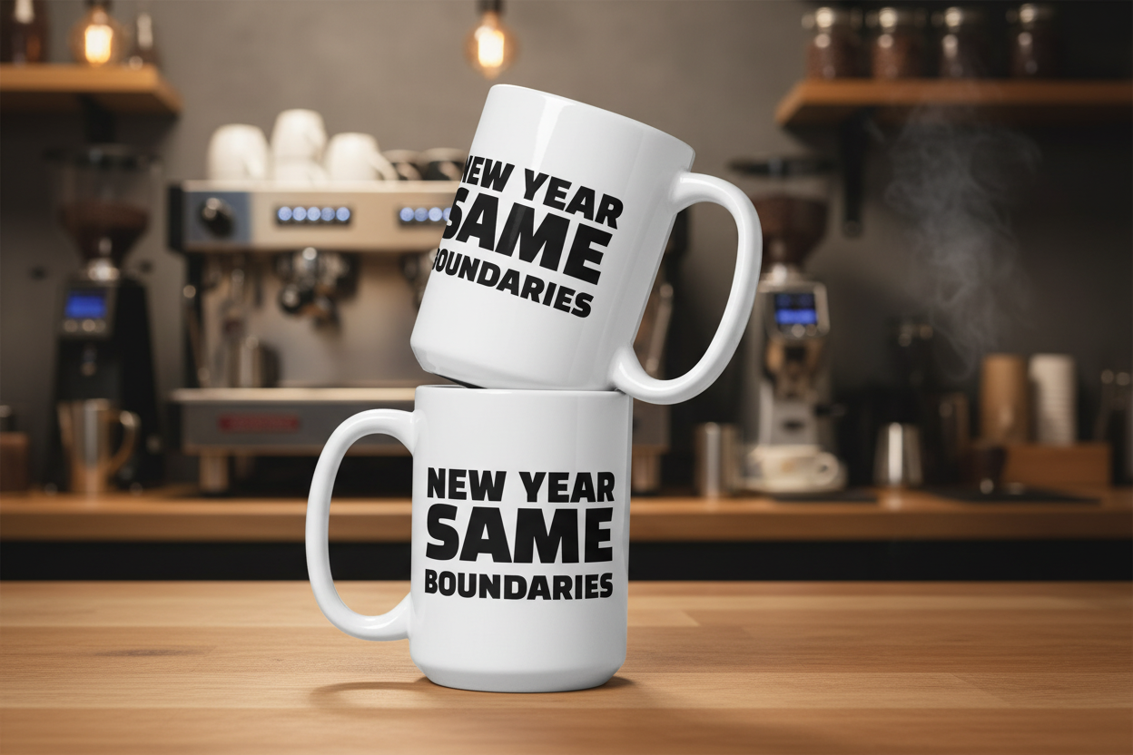 New Year Same Boundaries - White glossy mug