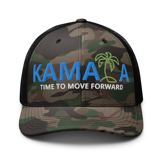 KAMALA CAMO COCONUT TREE trucker hat