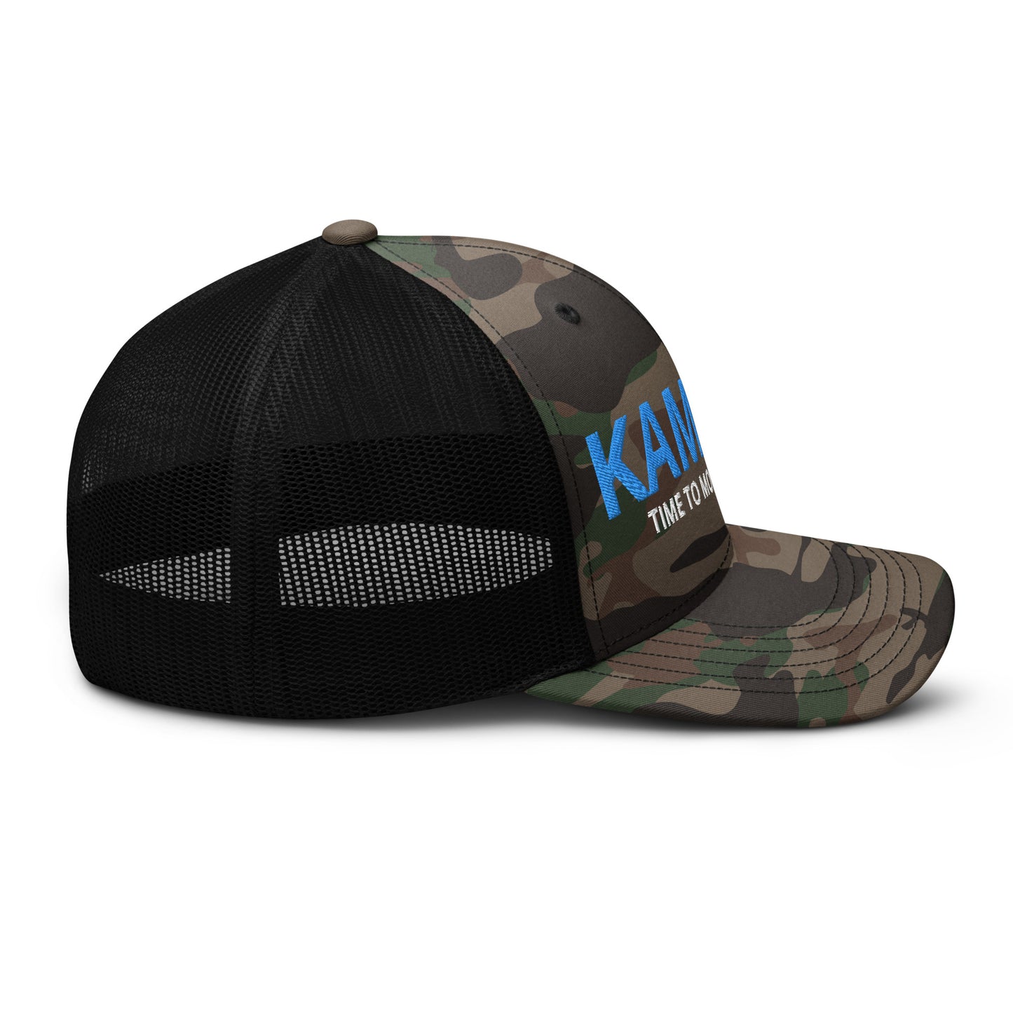 KAMALA CAMO COCONUT TREE trucker hat