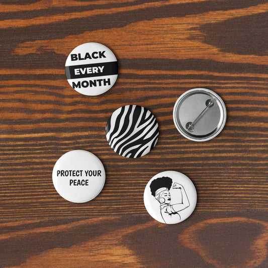 Black and White - set of pin buttons